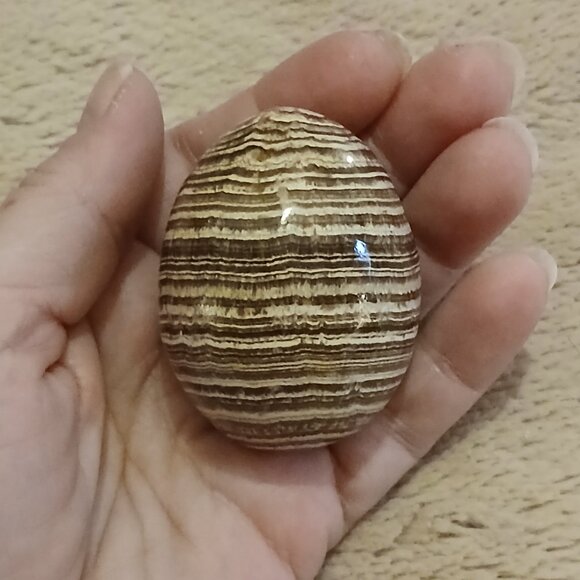 Brown & Tan Banded Aragonite Egg from Madagascar (NWOT) - Picture 1 of 12